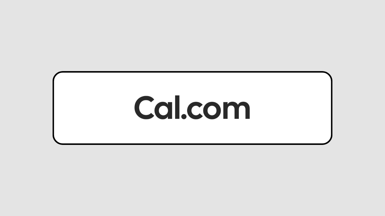 Cal.com Review - Cal.com logo on a grey background