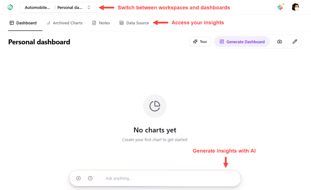 Papermap's blank dashboard interface